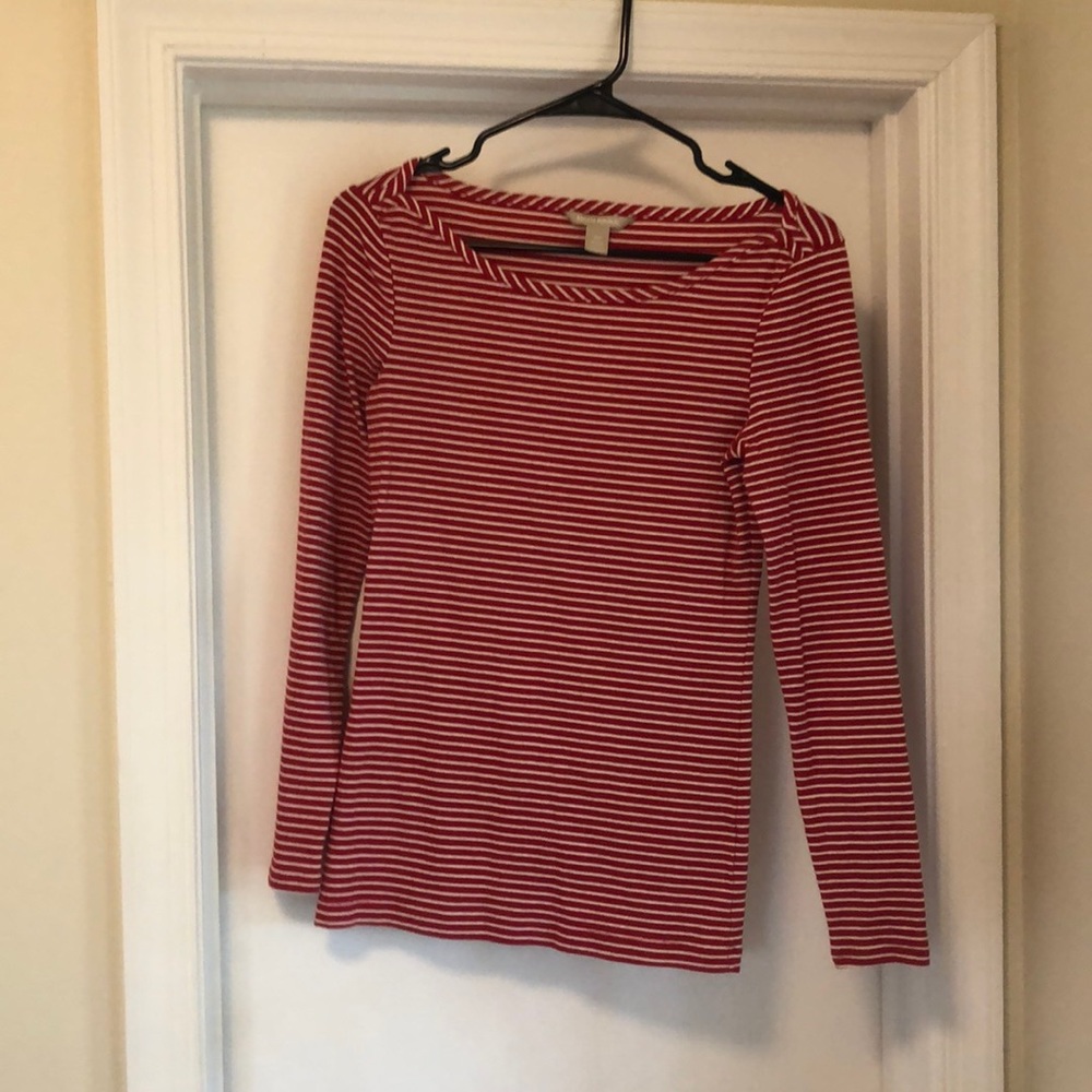 Banana Republic White & Red Stripped Shirt